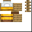 A Minecraft yellow bed texture with stripes from the brown bed texture to mimic the appearance of a bee.