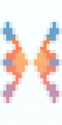 A white rectangle with a colorful butterfly in the center.